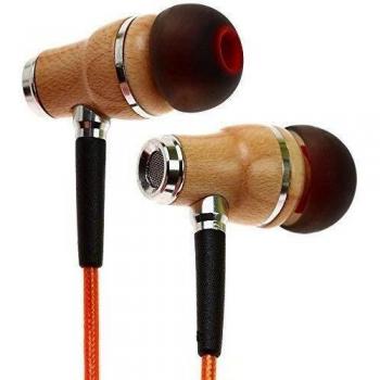 Auriculares Symphonized NRG 2.0 con cancelación de ruido, cable resistente, micrófono y construcción de madera naranja