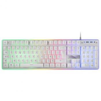Teclado Gaming H-Mech Mars Gaming MK220W Blanco, FRGB Rainbow, Antighosting, Idioma Francés