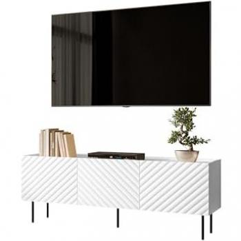 Mueble TV Charlotte U103 Blanco 166x59x40cm con 3 puertas y patas de acero