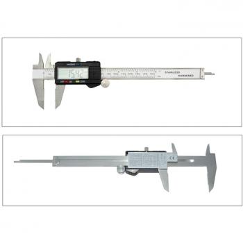 Calibre digital de logei® Digital A-12, medidor de profundidad neumático digital Caliper, de acero inoxidable, 0 – 150 mm