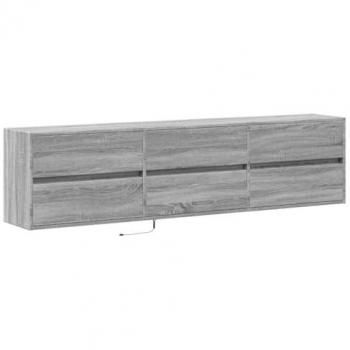Mueble de TV de pared con LED gris Sonoma 180x31x45 cm, Mueble Flotante para TV, Armario de Pared, estantería para TV, Mueble Colgante para TV