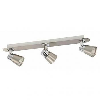 Aplique de techo o pared 'Iris' con tres focos GU10 (35W máximo 220/240V) IP20, fabricado en hierro color níquel y cromo