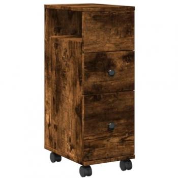 Armario de baño estrecho con ruedas madera roble ahumado