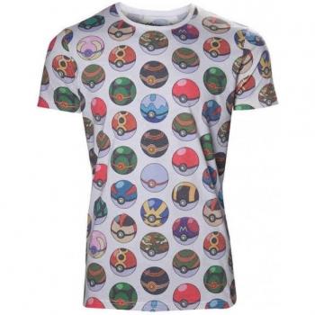 Camiseta Blanca Pokemon Pokeball Talla L