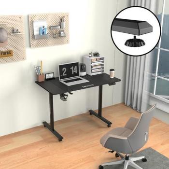 Escritorio ajustable en altura Pro.tec Pomona 110x60cm - Negro, regulable de 72-117 cm, elevable eléctrico con ruedas, incluye alfombrilla de ratón XXL y fabricado en aglomerado
