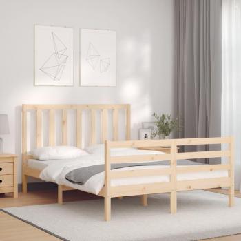 Cama de matrimonio con cabecero doble en madera maciza Vidaxl Marrón