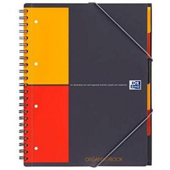 Bloc de notas Oxford Organiserbook A4+ gris, 80 hojas, cuadriculado 5mm, 80g