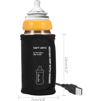 Calentador de biberones portátil USB para coche, bolsa aislante y termostato para biberones