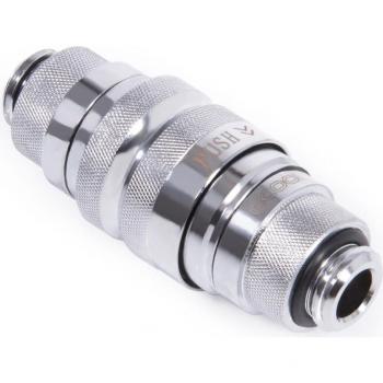 Alphacool 17560 Brass Nickel Silver G1/4 Quick Release Coupling Set for Soft Tubing (PVC/Silicone/Neoprene)