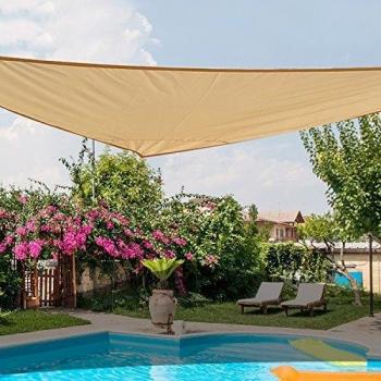 HOMCOM Outsunny Toldo Vela Color Arena sombrilla Parasol triangulo Tela de Poliéster Jardin Playa Camping Sombra Medidas, Medida 6x6x6 Metros, Color Arena