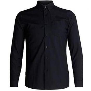 Icebreaker Merino Camiseta Deportiva de Manga Larga para Hombre Departure II, Hombre, Camisetas atléticas, 104512, Negro, L