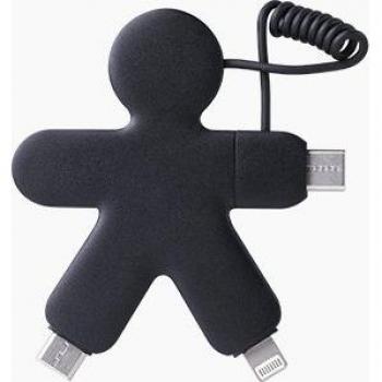 Cable 3 en 1 Buddy XOOPAR USB A, USB C/USB C y Lightning de 0,15 m Negro