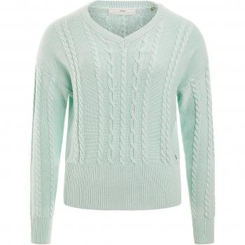 Guess Women's V-Neck Cotton Sweater - Soft Aqua, Size XS
