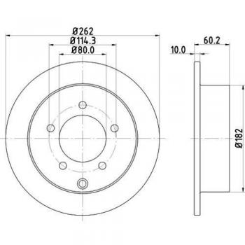 Disco de freno HELLA PRO 8DD 355 119-181 para Mitsubishi Lancer VIII, disco lleno con revestimiento