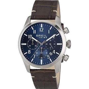 BREIL - Men's Watch Classic Elegance Collection EW0229 - Men's Watch Gent with Analogic Blue Dial - VD53 TIME Module Movement - 3H Quartz - Watch Band Calf Leather in Brown