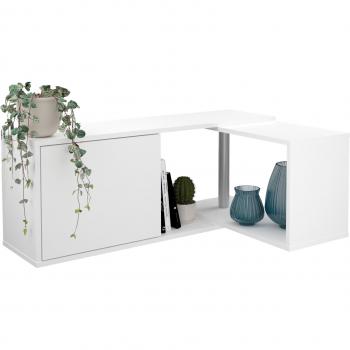 Estantería de pared modulable Calicosy con 1 puerta y 2 baldas, ángulo, color blanco, dimensiones l124,5 cm