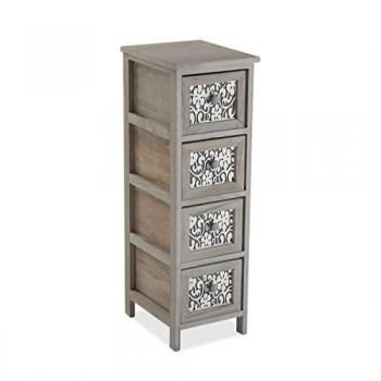 Cajonera de Madera Gris con 4 Cajones - Mueble Auxiliar para Baño (81x32x26 cm)