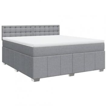 Cama Box Spring con colchón de tela gris claro 180x200 cm