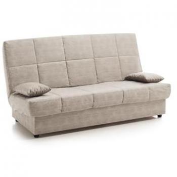 Sofá Cama Clic Clac Julieta 3 Plazas Beige con 2 Cojines - Medidas: Sofá 184x75x31 cm, Cama 190x132x40 cm
