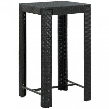 Mesa alta de jardín de polyrattan negro 60,5x60,5x110,5 cm