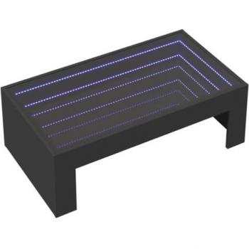 Mesa de centro con Infinity LED negro 90x50x30 cm