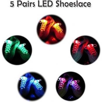 2win2buy 5 Pares Cordones de Zapatos Deportivos Casual Brillante de Moda Cordones de Zapatos LED Luminoso Impermeable Cadenas Zapatos Brillantes Discoteca Fiesta Noctura