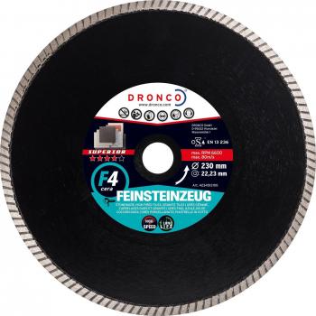 Dronco F4CERA-230 Discos de Diamante, F4 Cera-Gres, Antes Grfx, 230 Mm Diámetro, 2 Mm Espesor, Eje Diámetro 22.23 Mm