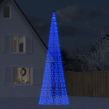 Árbol de Navidad en asta de bandera 1534 LED azul 500 cm, color azul, blanco frío y multicolor