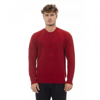 Alpha Studio Red Wool Crewneck Sweater - IT50 | L, Round-neck Knitwear, male, Size: L