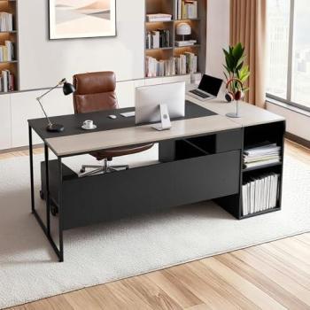 VEVOR Heavy Duty L-Shaped Executive Desk with CPU Stand, Large Modern Office Table featuring Drawers & Storage Cabinet, 350 LBS Load Capacity, Easy Assembly for Work and Study