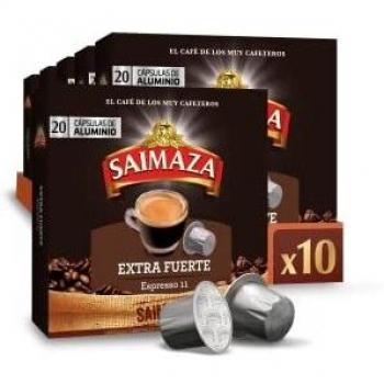 Saimaza Café Extra Fuerte Espresso 11 - 200 cápsulas de aluminio compatibles con máquinas Nespresso