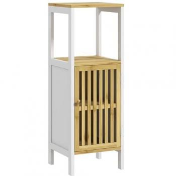 Mueble auxiliar Roca Homcom 1 puerta con estante + compartimento blanco/natural 90,5x32x30 cm
