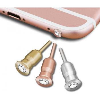 Tapón de Polvo de Metal con Diamante para Jack de 3.5mm - Compatible con iPhone 5, 6 y Tablets