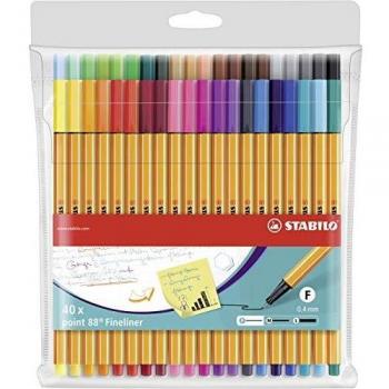 Fineliner - STABILO point 88 Wallet of 40 Assorted Colours