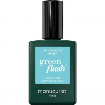 Manucurist Green Flash Vernis Riviera 15ml - Laca de uñas de secado instantáneo, extra larga duración, fórmula ecológica, libre de tóxicos, con acabado brillante