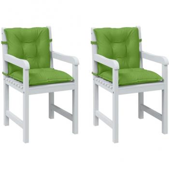 Cojines de silla Respaldo bajo 2 piezas Tela verde Mélange 100x50x7 cm