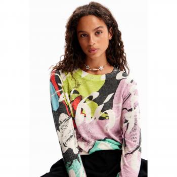 Desigual Elegant Contrast Crew Neck Sweater - XL, Round-neck Knitwear, female, Multicolor