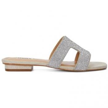 Dune London 'Loupe' Silver Leather Block Heel Slider Sandals