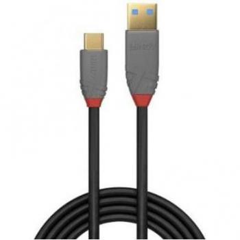 Cable USB-A a USB-C Lindy 3M, estándar USB 3.2, capacidad de carga de hasta 5A y soporte para Power Delivery (PD), color anthracite