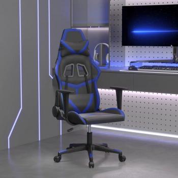 Silla de juego de masaje en cuero sintético negro y azul