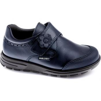 Pablosky - Bluchers de niña de piel con cierre adherente, color azul marino, zapato escolar con cierre de velcro, cómodo y de alta calidad, modelo 354620