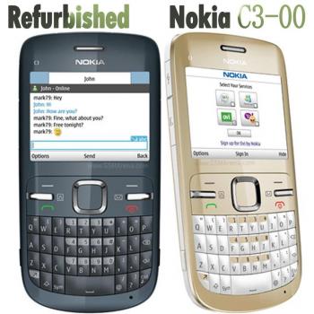 Teléfono móvil reacondicionado Nokia C3-00 original con batería y cargador azul