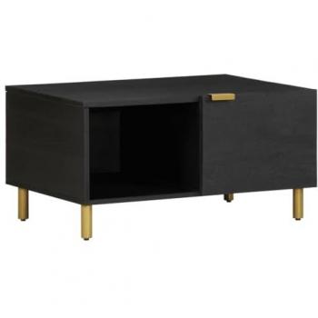 Mesa de centro madera contrachapada negro 80x50x40 cm, mesa auxiliar, mesa de salón, mesa decorativa, mesita de sofá