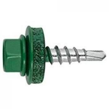 Index AFVE144835 - Tornillo punta broca reducida cubierta metal-madera + arandela P-14 4,8x35 RAL 6005
