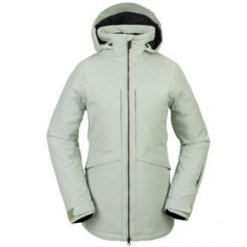 Chaqueta snowboard mujer Volcom Shelter 3D Stretch Jacket (Sage Frost) con capucha, color verde, talla S