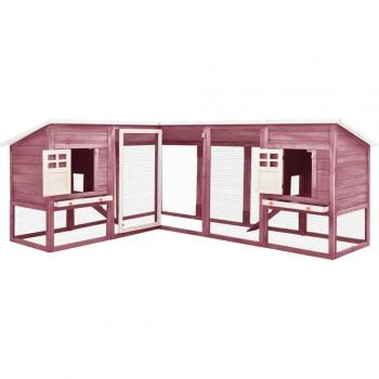 Outdoor Rabbit Hutch with Run in Mocca and White Solid Fir Wood