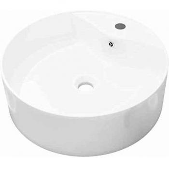 vidaXL Lavabo Redondo Moderno Agujero Grifo Desagüe Cerámica Blanco Lavamanos