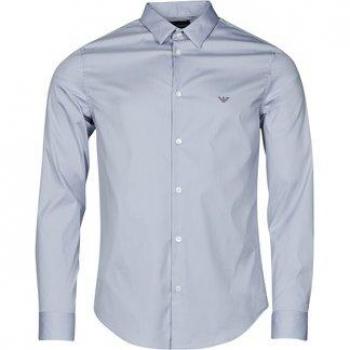 Emporio Armani Men's Long Sleeved Shirt, Blue, Size: XL, Cotton, Eagle Logo