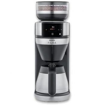 Cafetera de Filtro Automática Severin FILKA KA 4853 con Molinillo, Jarra Térmica de 1.4L, Pantalla LED y Diseño Compacto en Acero Inoxidable y Negro