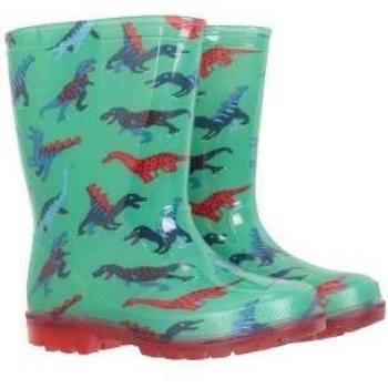 Splash Dinosaur Light Up Kids Wellington Boots - Green - Size 12